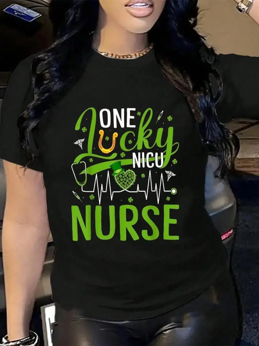 100_ Cotton Nursing St Patrick s Day Irish One Lucky NICU Nurse T-Shirt Men s Women s Soft Breathable Tee Classic Fashion Summer Tops Printing Sh