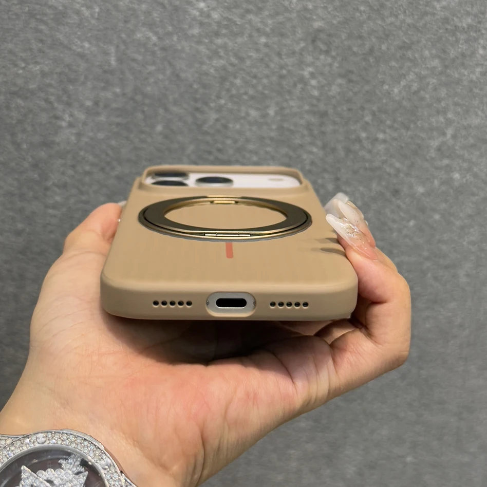 Роскошный магнитный 360° °   Чехол для телефона с вращающимся кронштейном для iPhone 17 Pro Max 16 15 14 Pro Max 13, защитная подставка для объектива, противоударный чехол