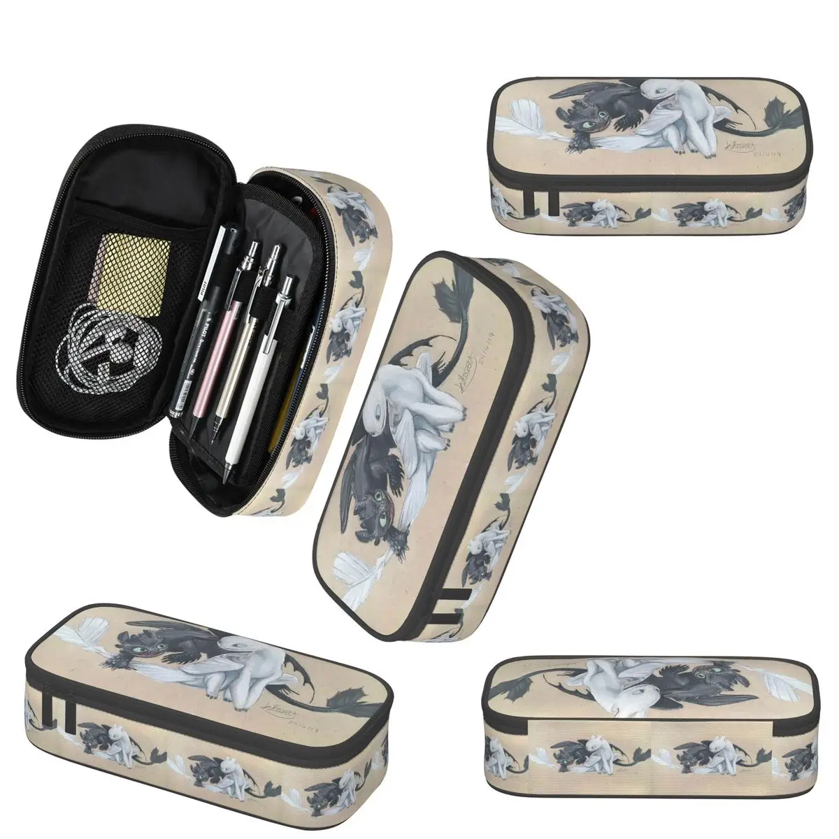 ฟันและ Lightfury ดินสอสําหรับนักเรียนโรงเรียนกล่องปากกาดินสอกระเป๋าเครื่องเขียนผู้ถือปากกากระเป๋า