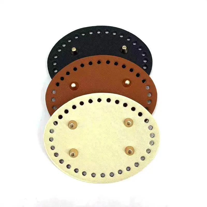 Hot 1pc/lot Colorful Long PU Leather Bag Bottom Hand-woven Bag Rivets Baseplate For DIY Handbag Cushion Pad Base Accessories