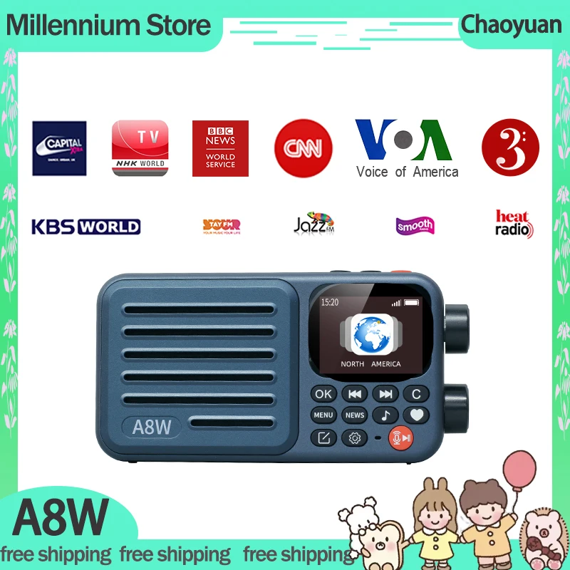 Chaoyuan A8W Radio All-Band FM Radio Card IPS Screen CHOYONG A8W Portable Outdoor Speaker Global Radio Receiver Custom Gifts