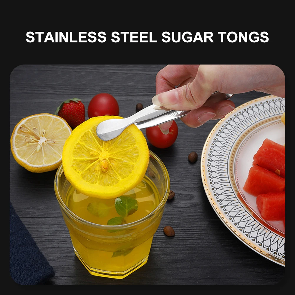 

10pcs Stainless Steel Ice Cube Tongs Kitchen Supplies Clamps Thickened Sugar Serving Portable Cubic Food Grade Heat Resistant