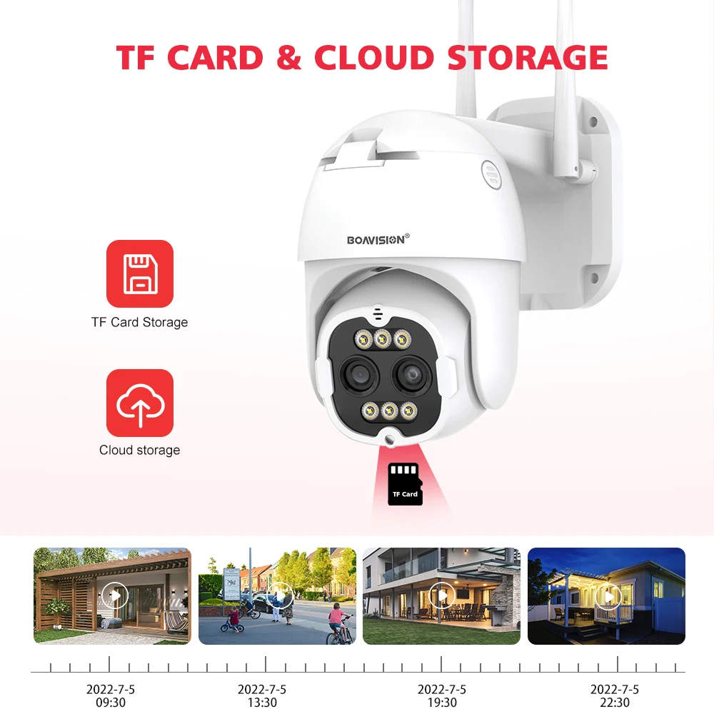 Kamera Keamanan Rumah Pintar Audio 2 Arah Pelacak Manusia AI Luar Ruangan 2K 4MP Kamera WiFi IP PTZ Lensa Ganda 4K 8MP 2.8Mm-12Mm