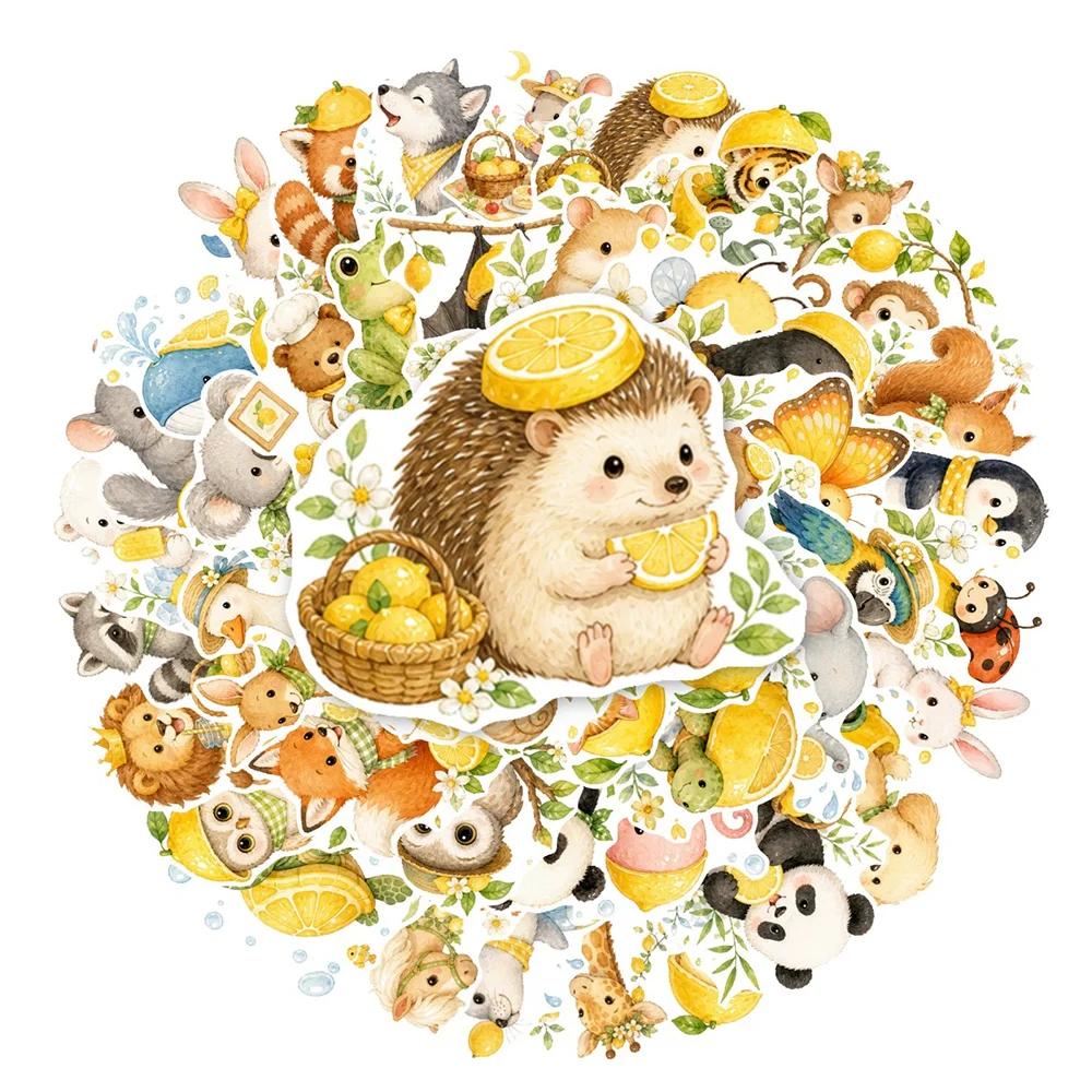 10/30/50pcs Cute Lemon Animal Cartoon Stickers Kawaii Panda Rabbit Bear Decals DIY Water Bottle Notebook Phone Graffiti Sticker
