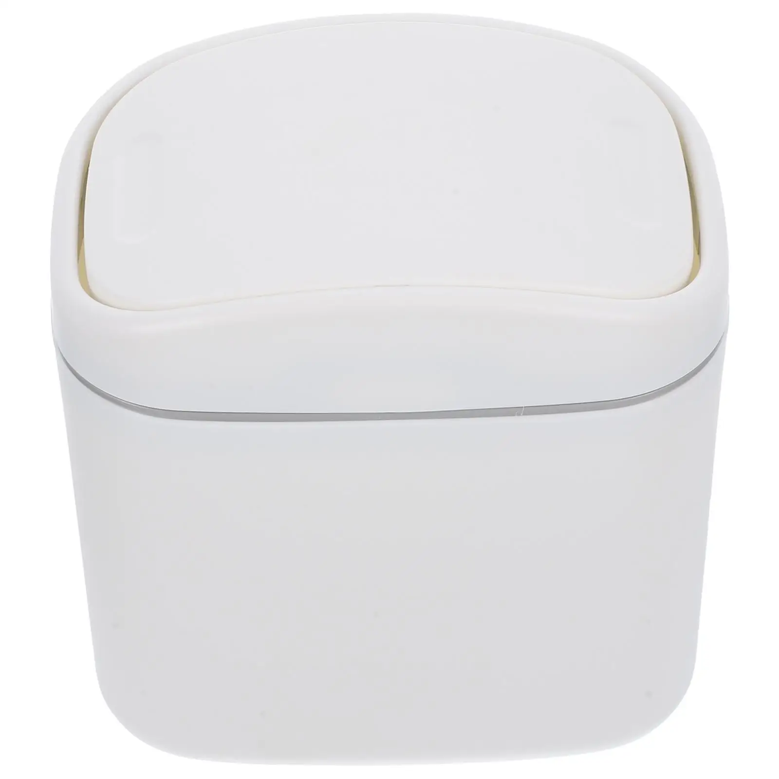 

Flip Trash Can Portable Countertop Lid Light Luxury Small Desk Plastic Garbage Waste Basket Durable Multi scene Use Car Interior