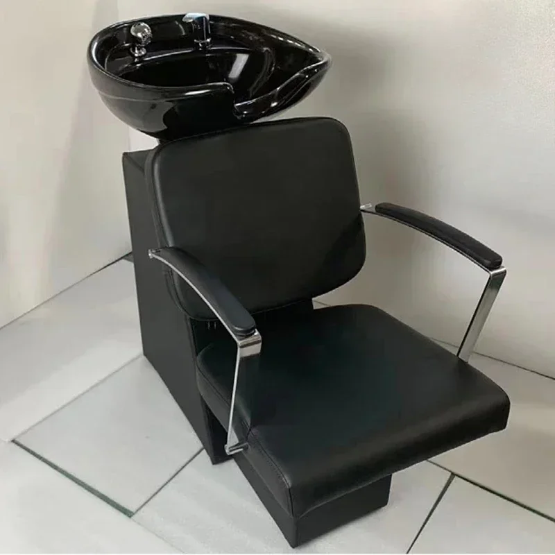 

Barbershop Shampoo Bed Nordic Ceramic Stainless Steel Handrail Shampoo Chairs Nordic Spa Bed Salon Furniture Silla Champu FYSB