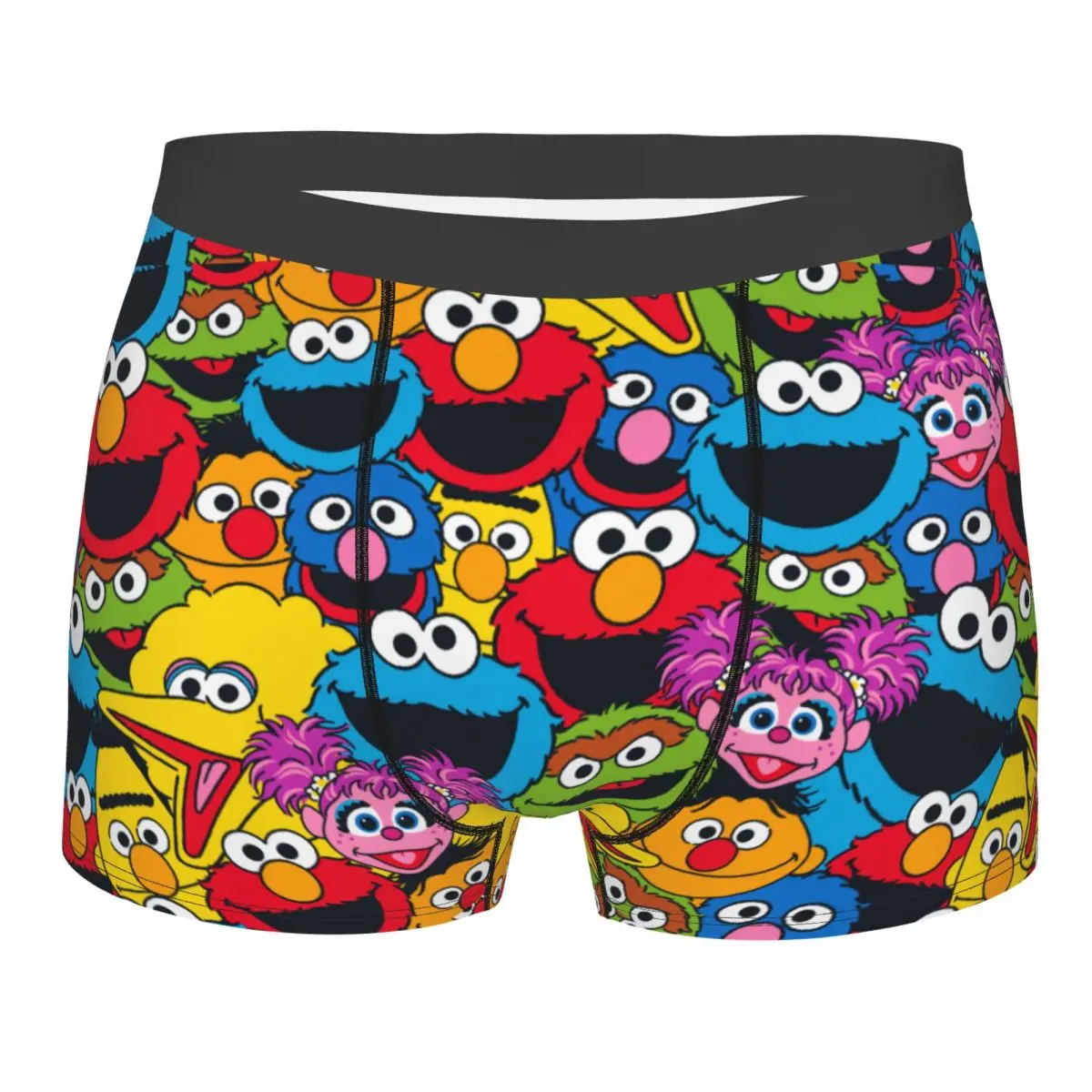 Calça de rua gergelim masculina, pugilista padrão, cueca respirável, monstro de biscoito Desenhos animados, cuecas boxer humorísticas