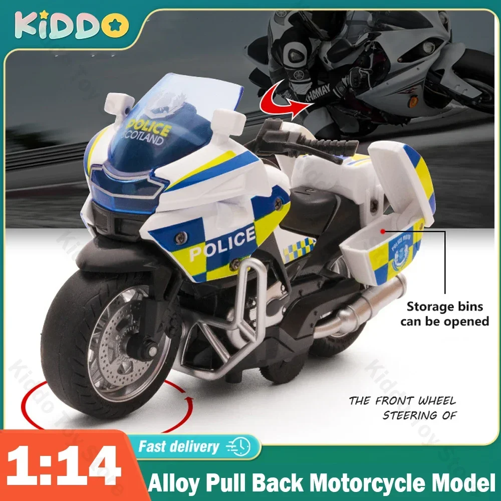 1PC Motorcycle Model Toy Car Montessori Toy Kids Children Alloy Pull Back Cool Model Toys Gifts for Boys light music Christmas