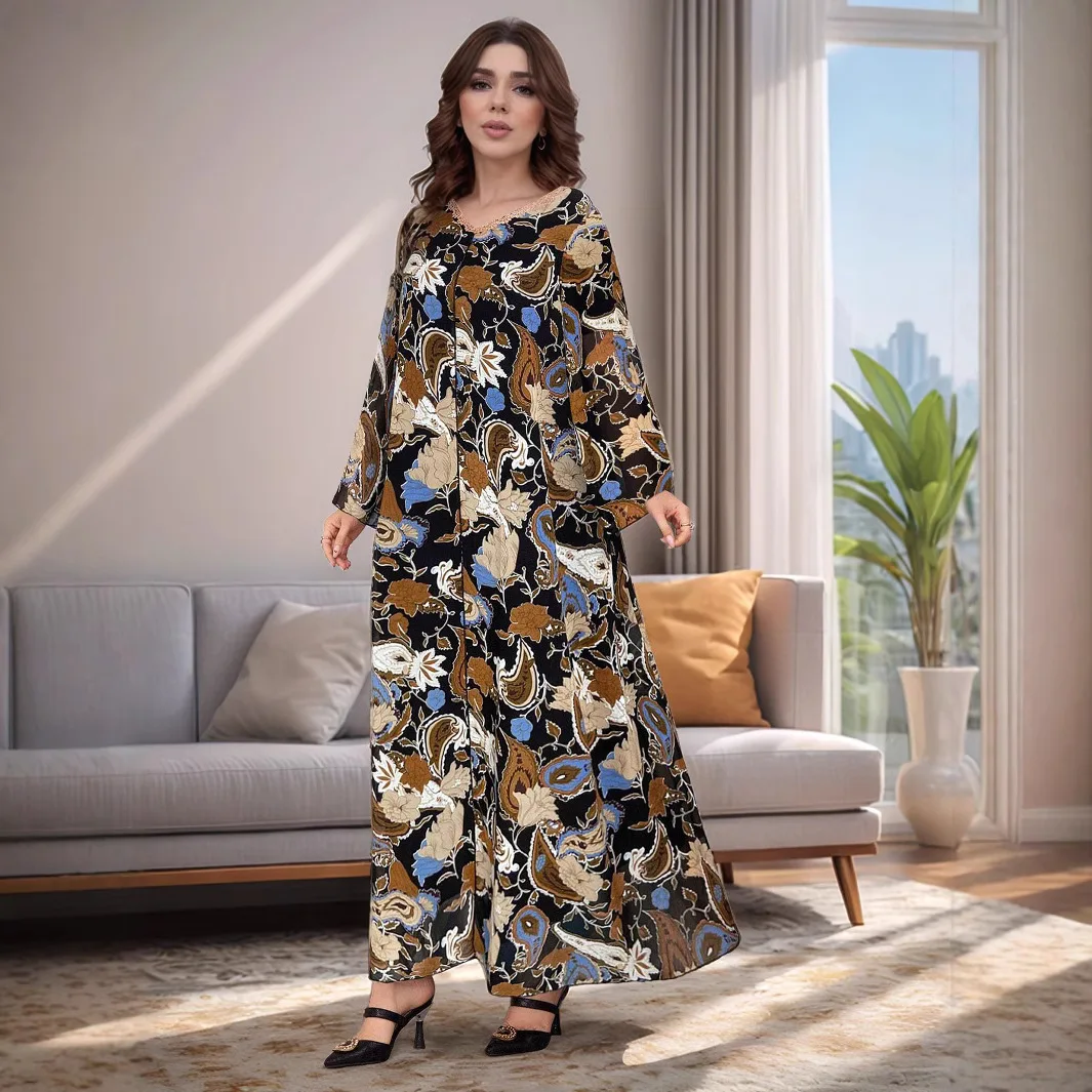 Nahen Osten Lose frauen Kleidung Muslimischen Robe Langes Kleid Arabischen Neue Lose Chiffon Kleid Abaya Robe