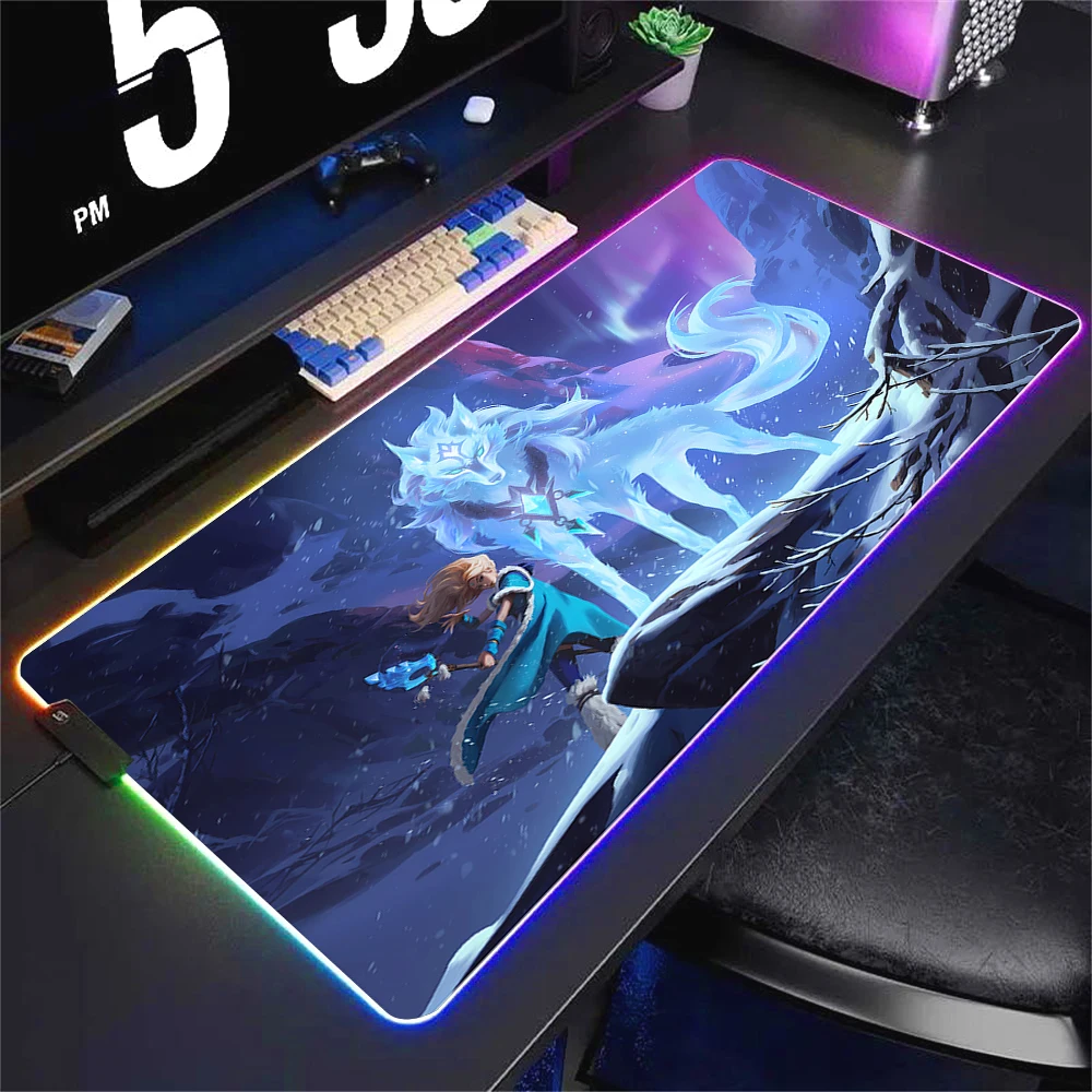 DOTA 2 Large RGB Mouse Pad XL Gaming Mousepad LED Gamer Mausepad grande tappeto colorato desktop per PC domestico con retroilluminazione 400x800