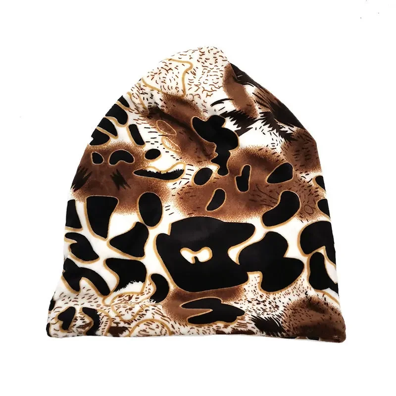 Four Seasons Cotton Leopard Print Thicken Knitted Hat Warm Skullies Cap Beanie Hat For Men and Women 177