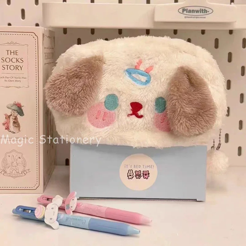 Imagem -04 - Kawaii Plush Lápis Case para Meninas Bonito dos Desenhos Animados Pen Bolsa Bolsa de Grande Capacidade Papelaria Coreana Material Escolar Volta às Aulas