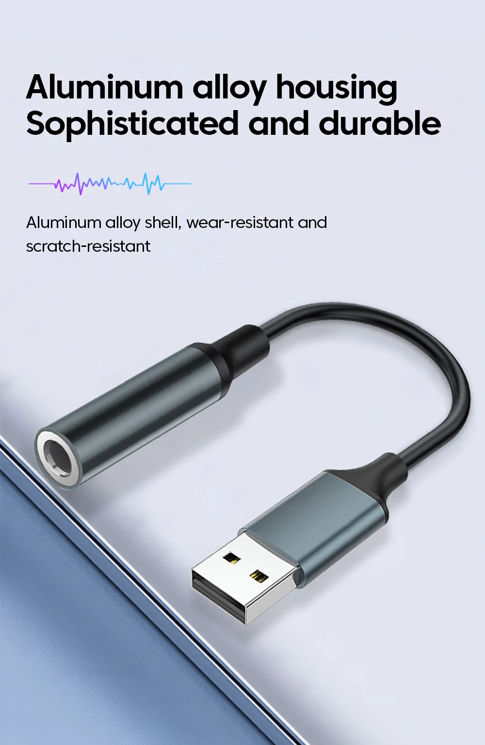 USB auf 3,5 mm Audio-Adapter, externe Soundkarte, USB-Stecker auf 3, 5 Klinke, Aux-Buchse, Headset-Mikrofon, Lautsprecher-Konverter für PC, Laptop, PS5 4 – Detail 8