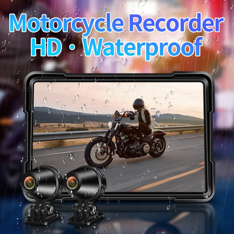 5 inch Motorcycle Carplay/Android Auto with Front and Rear Dash Cam support GPS Navigator , Dual BLE Channel