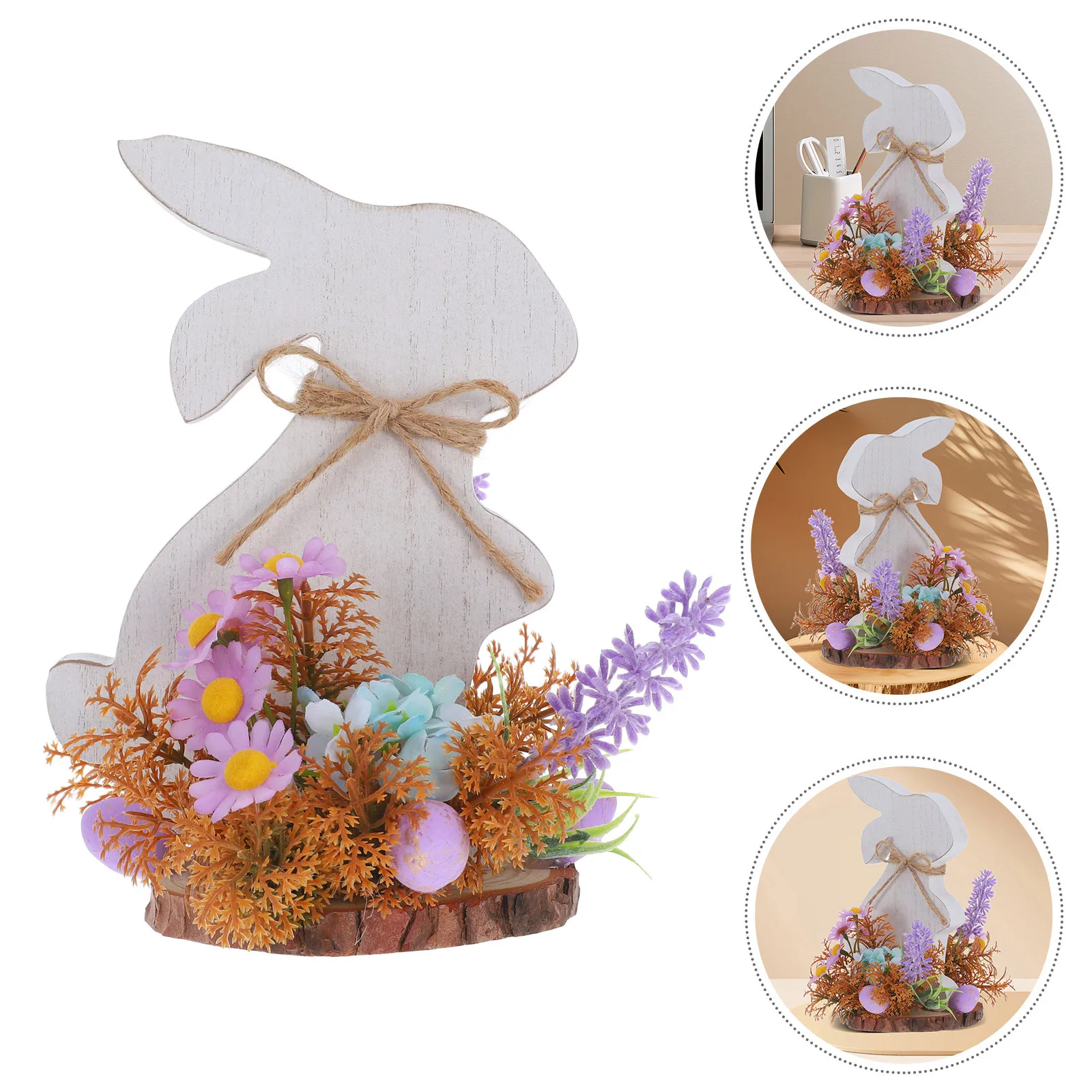 

Easter Bunny Table Decor Rustic Wooden Bunny Standing Sign Spring Home Decoration Cute Country Rabbit Accent Ornament