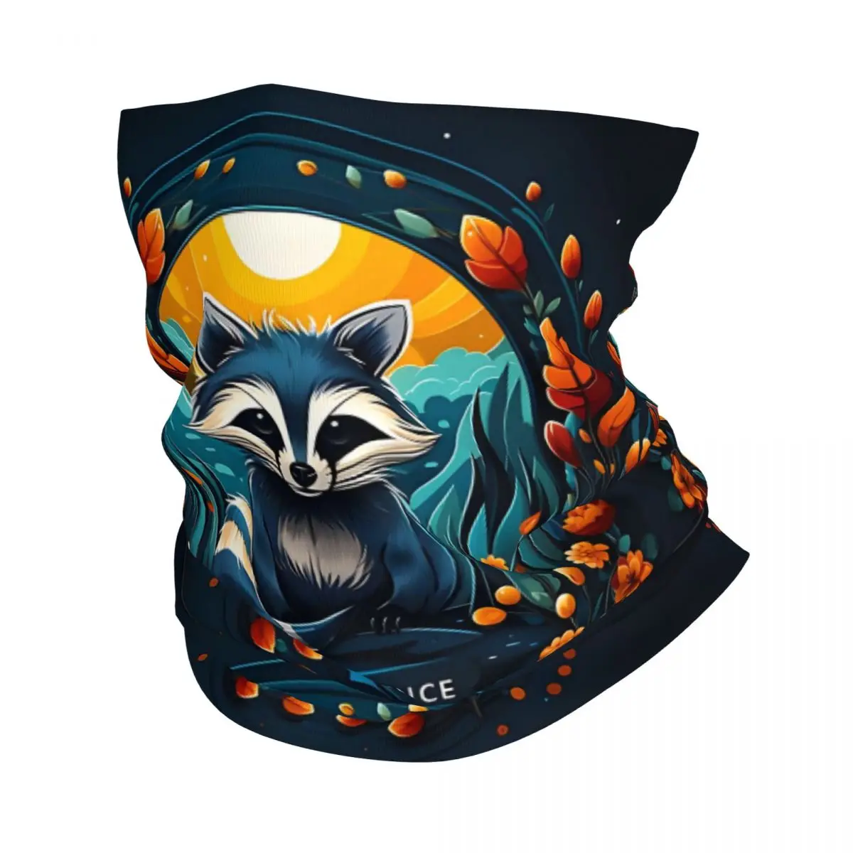 The Blue Raccoon Bandana Neck White Scarf Multi-use Headwear Fishing Unisex Adult Winter