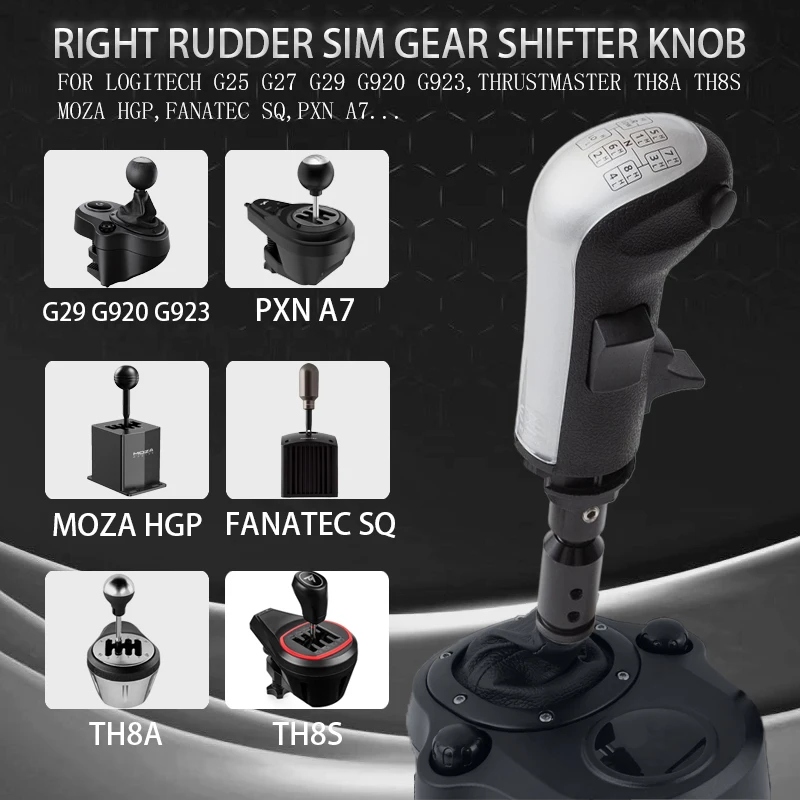 Prawy ster kierunkowskazów, lewy dźwignia zmiany biegów, gałka zmiany biegów do ETS2 ATS Game Shift Head Euro Truck Simulator, kompatybilna z Logitech G923 G29 G27 MOZA HGP SQ — zdjęcie produktu 3