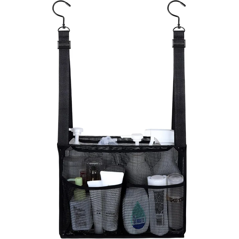 Borsa da bagno in rete sospesa regolabile con 4 tasche portaoggetti, contenitore per doccia college con ganci, applicata a dormitori universitari, palestra, swi