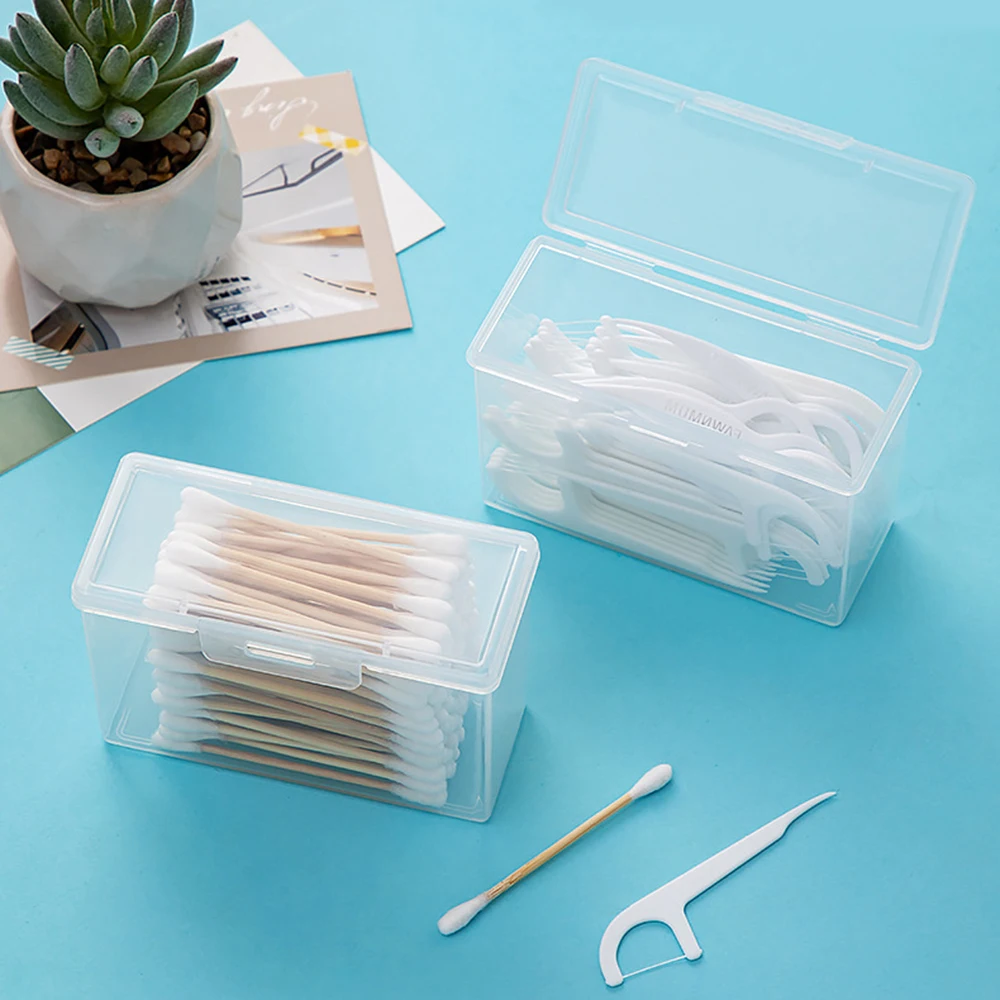 Transparent Storage Box Portable Travel Medicine Box Cotton Swab Holder Case Dental Floss Jewelry Organizer Container