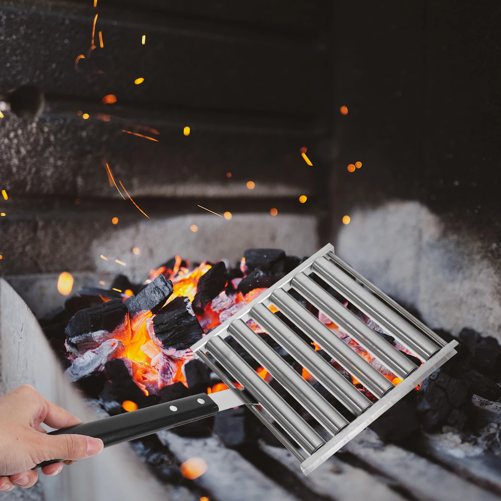 

Sausage Roller BBQ Camping Metal Rolling Rack Sturdy Sausage Roller For Grill Portable Even Grill Rack Heat Practical