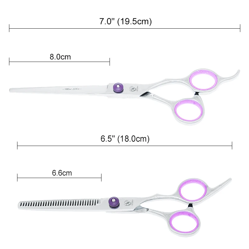 7-calowe Meisha Japan Steel Nożyczki do pielęgnacji psów Proste zakrzywione nożyce do przerzedzania włosów Narzędzia do przycinania zwierząt B0007A