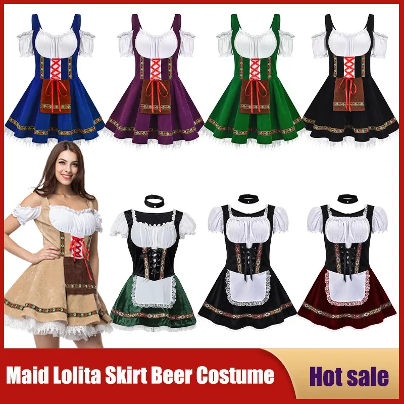 

Male Woman Bavarian Oktoberfest Costume Traditional German Beer Outfit Cosplay Halloween Carnival Festival Party Maid Dress