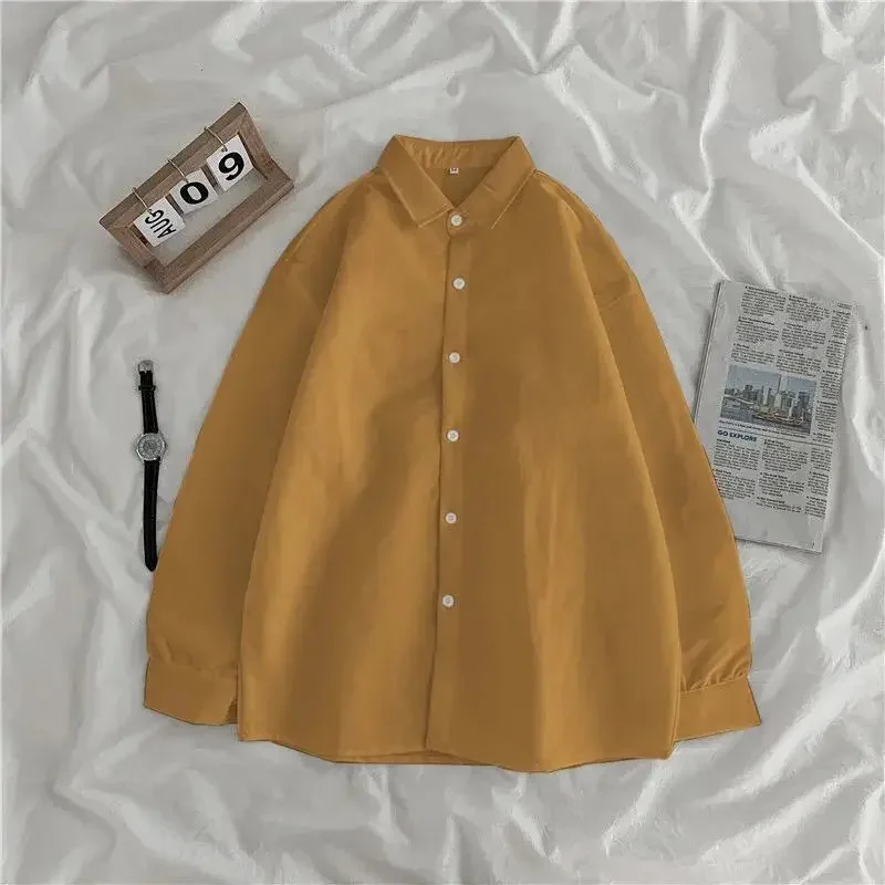 11-kolorowe koszule damskie Vintage Solid Office Lady Baggy Streetwear Odzież Harajuku Temper Minimalistyczny Casual Daily Basics 2023