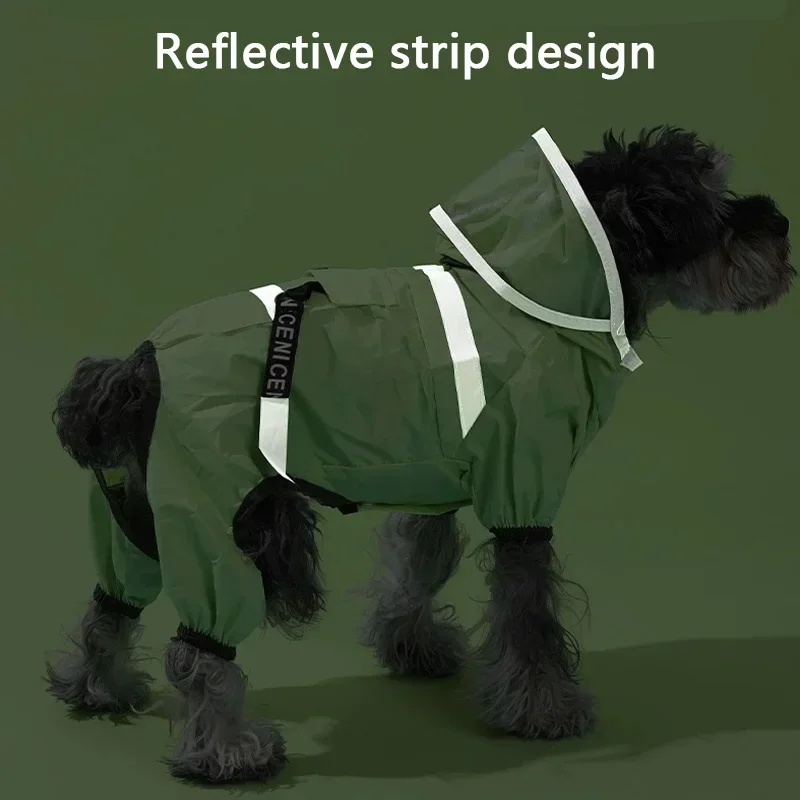 Pet Small and Medium-sized Dog Large Brimmed Raincoat, Rainproof with Traction Rope, Reflective Strip Raincoat (recommended To P