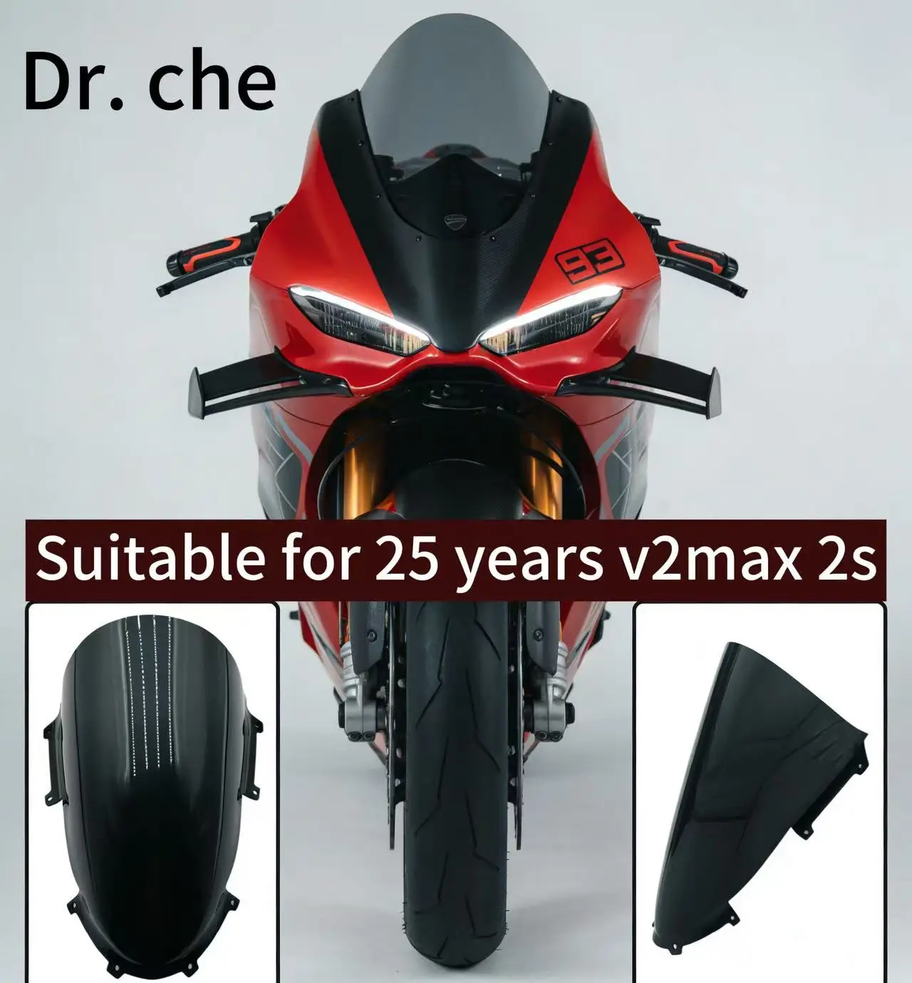 

For DUCATI PANIGALE V2 V2S 2025 2026 Sport Windshield Spoiler Front WindScreen Visor Height Wind Deflector Double Bubble Screen