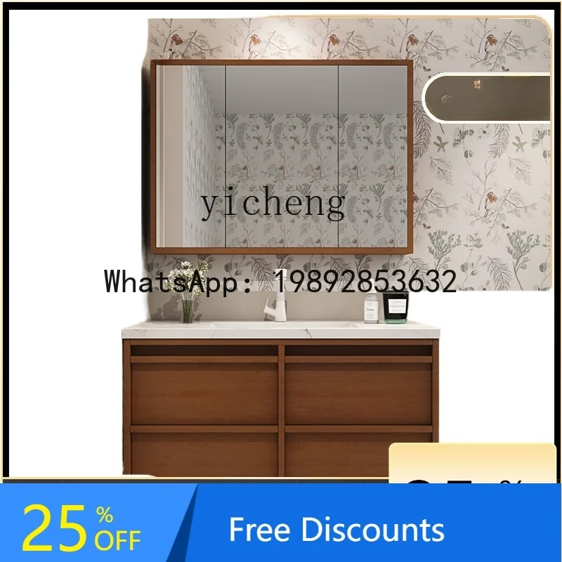 

LYY Retro Bathroom Cabinet Combination Integrated Ceramic Washstand Washbasin Cabinet Solid Wood Paint