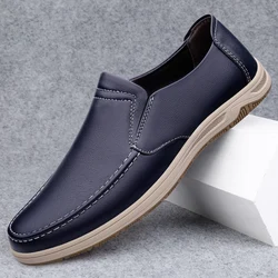 Fashion Brand's New Blue Men's Genuine Leather Casual Shoes Anti Slip Interview Commuting Work Shoes Men's Split Leather Shoes