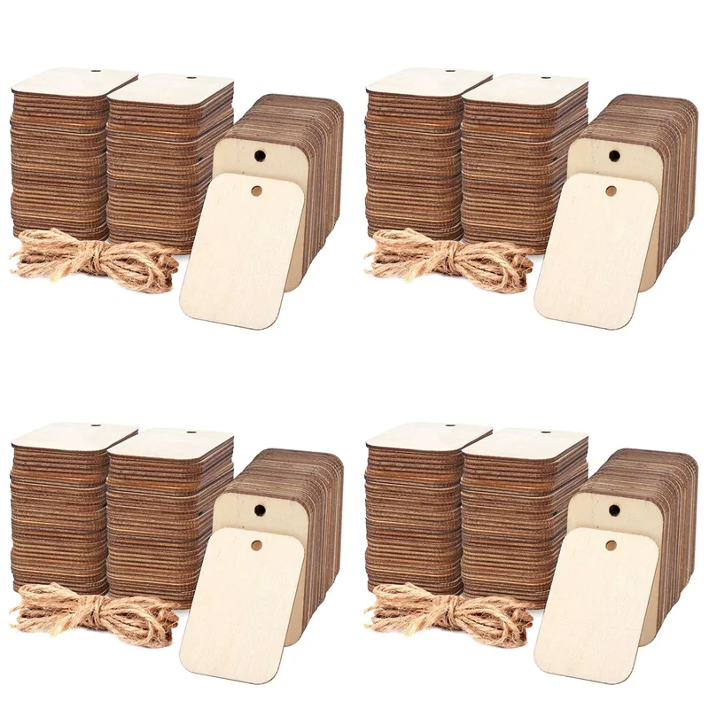 

A93E-400 шт. пустые квадраты, детали дерева, незавершенные круглые угловые деревянные вырезы для DIY, ремесленный проект, гравировка, украшение