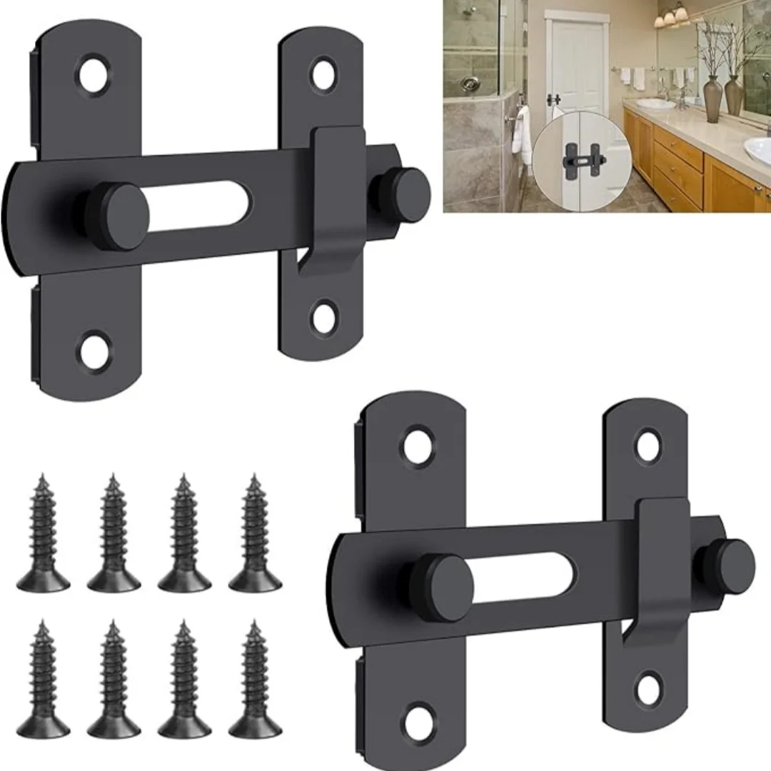 

Barn Door Latches, Matte Black Stainless Steel Flip Gate Latch, Bi-Fold Door Lock for Sliding Swing Open Door, Bathroom, Garage