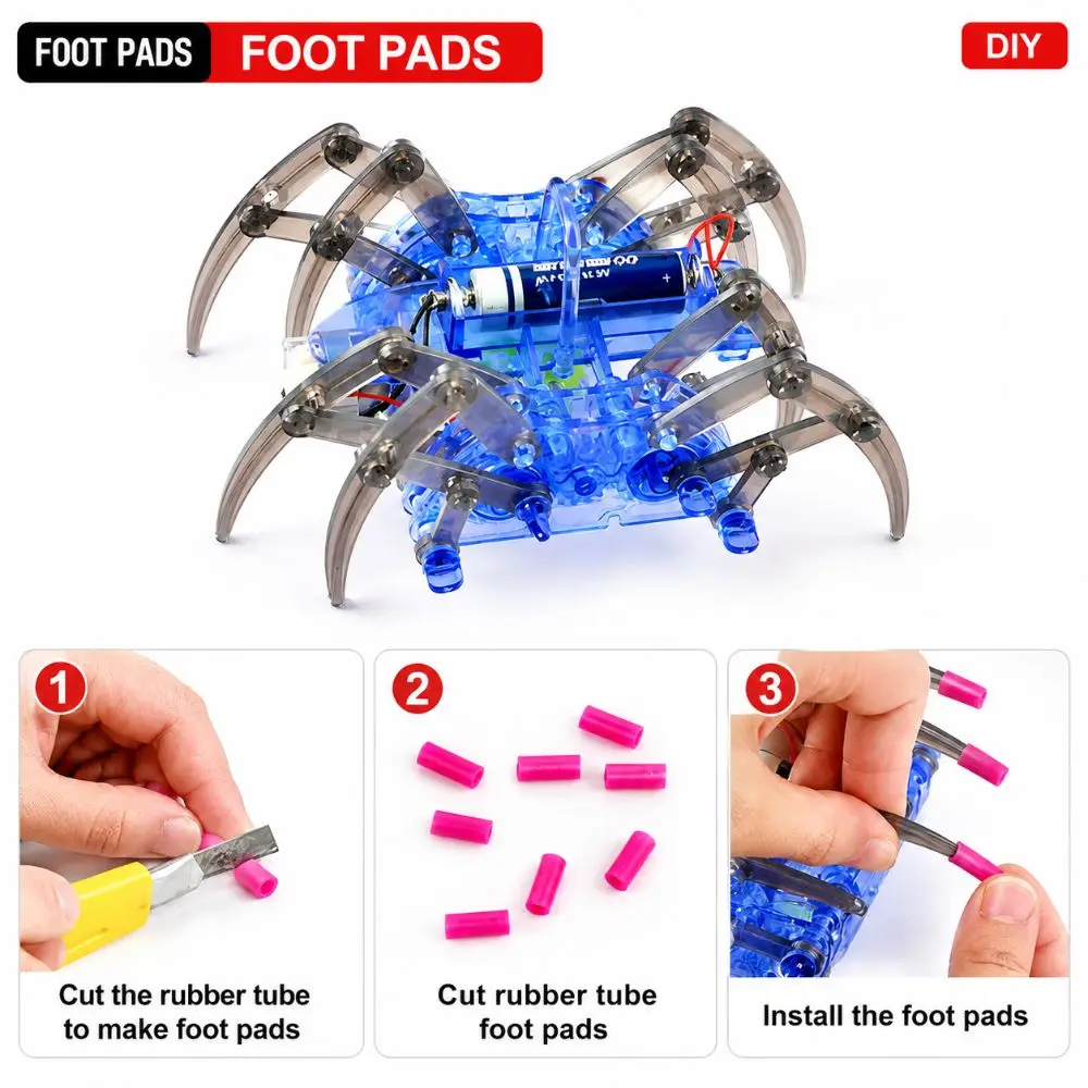 Educational Robotic Spider No Soldering Required Battery Operated Electric Robot Spider Movable Legs Stem Robotic Gift - view 4