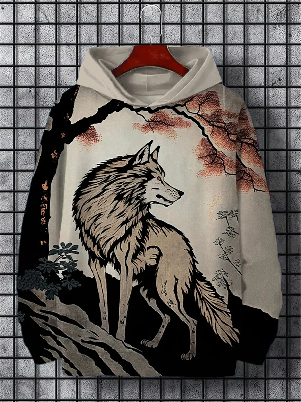 

Fun Japanese Harajuku Fashion Men's Hoodie Casual Y2k Hoodie Men's Autumn And Winter Anime Beast Pattern Sports Hoodie