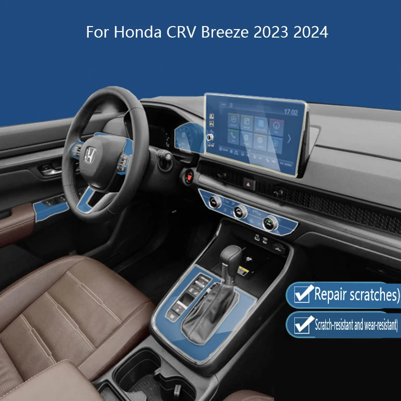 

For Honda CRV CR-V Breeze 2023 2024 Tpu Transparent Film Car Interior Sticker Center Console Gear Navigator Door Car Accessories