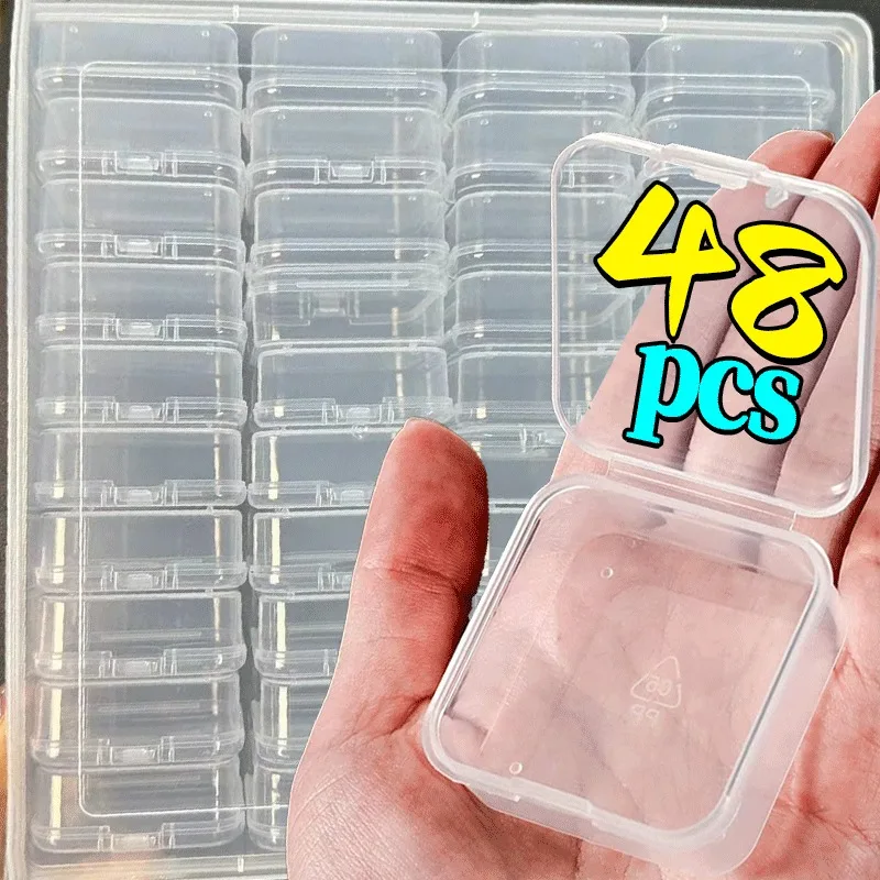 

6-48Pcs Clear Small Containers Plastic Square Bead Storage Box for Beads Jewelry Crafts Board Game Pieces Organization Wholesale