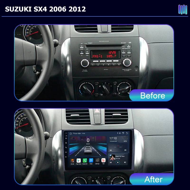 AI VOICE roadivox Android car radio for SUZUKI SX4 2006 2012 GPS Navigation video Multimedia Player tape recorder  carplay