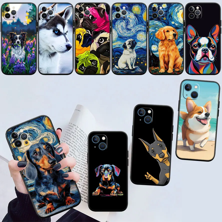 Capa Fofa para Cães Pug, Corgi e Beagle para Motorola Edge 60, 60s, 70, G86, G56, G54, E14, G04S, G45, G54, G64, S30, S50, X30, X40, X50 Ultra Pro