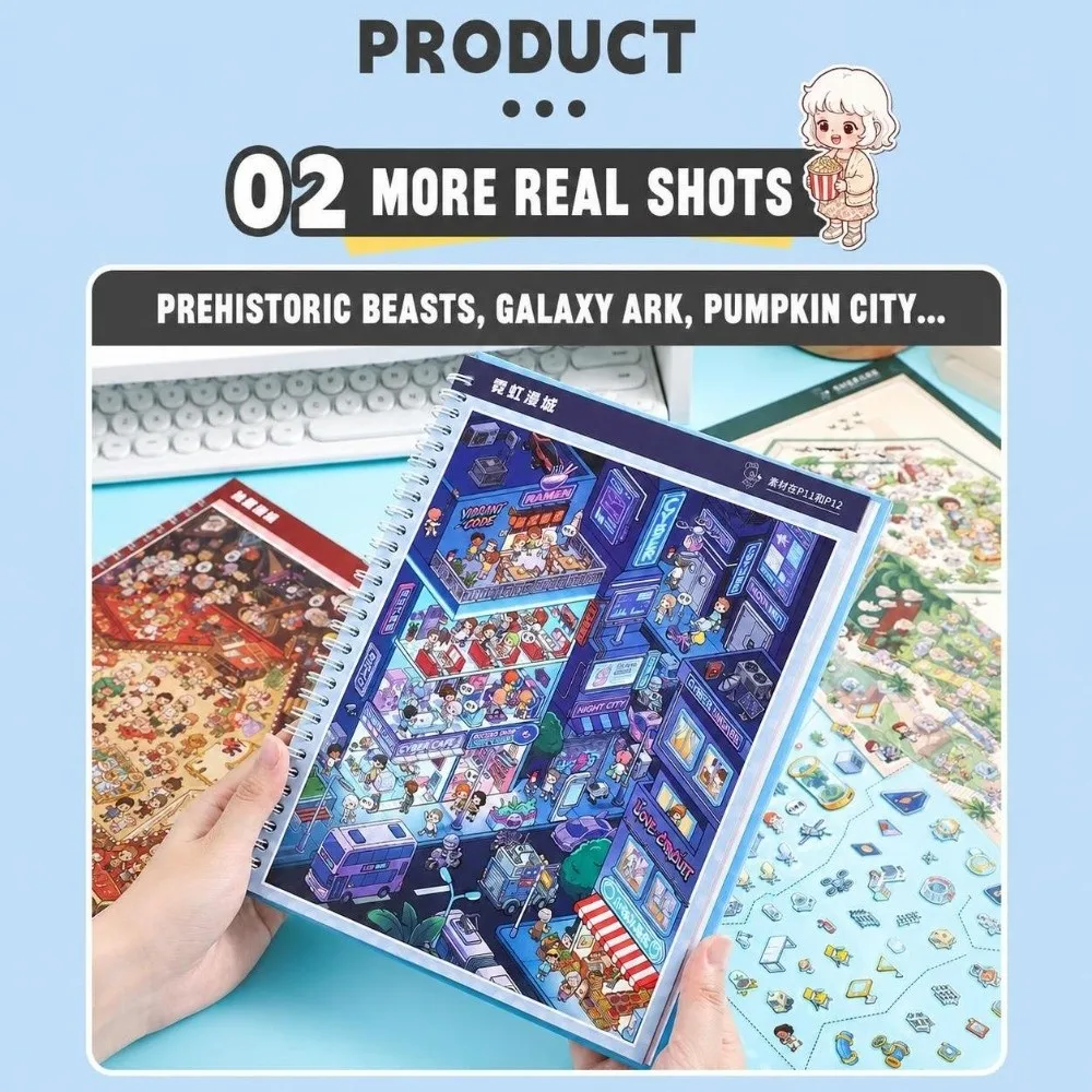 Creative Fantasy Wonderland 3D Miniature Scene Stickers Stress‑relief Collage Landscape Stickers DIY Cabin Scene Sticker