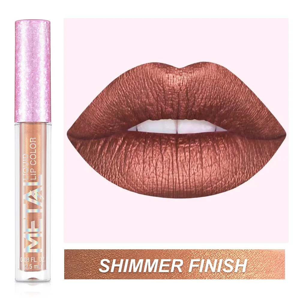 Langdurige Metallic Matte Vloeibare Lippenstift Matte Shimmer Glitter Waterdichte Niet-Vervagende Lippenstift Anti-Stick Cup Materiaal Veiligheid