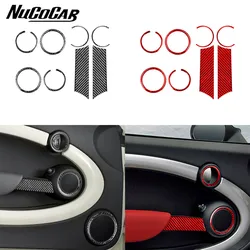 For mini cooper R56 R55 R57 2007-2010 Carbon Fiber Door switch speaker Armrest panel Car inside Accessories Decorative Stickers