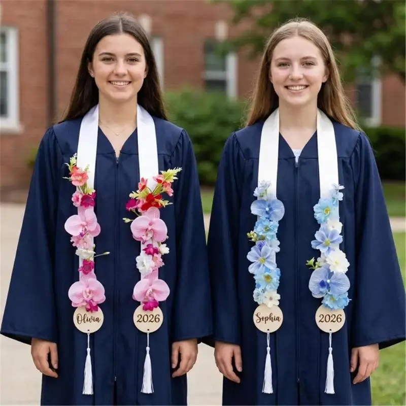 

Handmade Decorative Sash Graduation Tie Florals Polyester Flower Stem Ribbon For Weddings And Parties Y08E