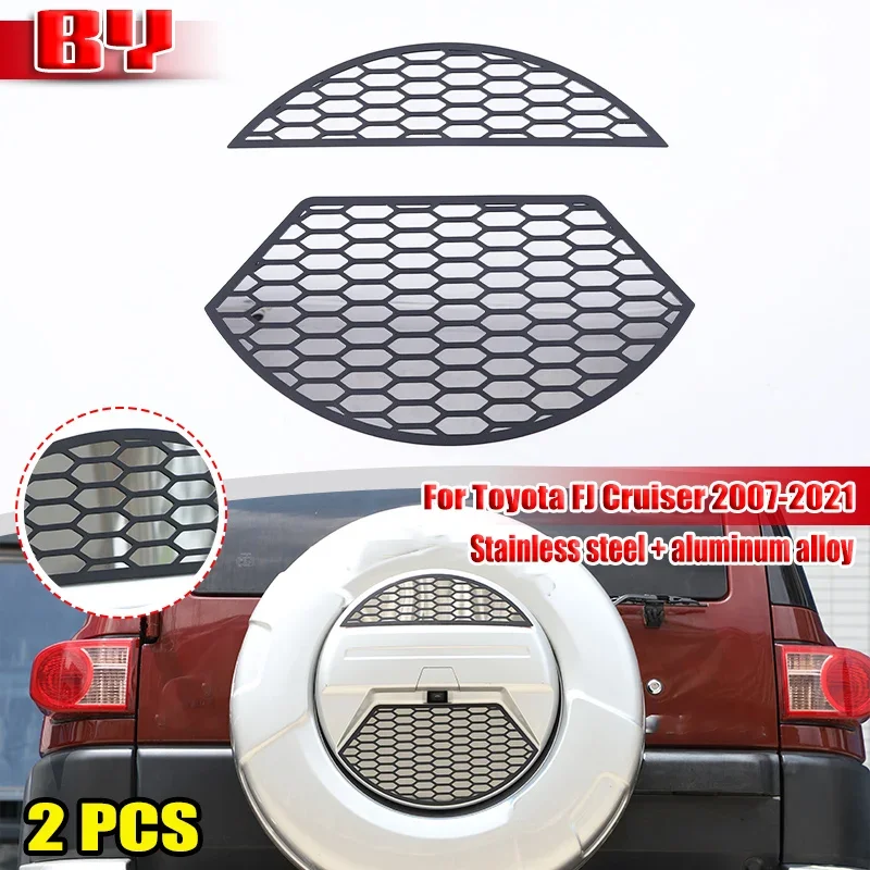 For Toyota FJ Cruiser 2007-2021 Car spare tire cover decorative patch Stainless steel + aluminum alloy Exterior accessories