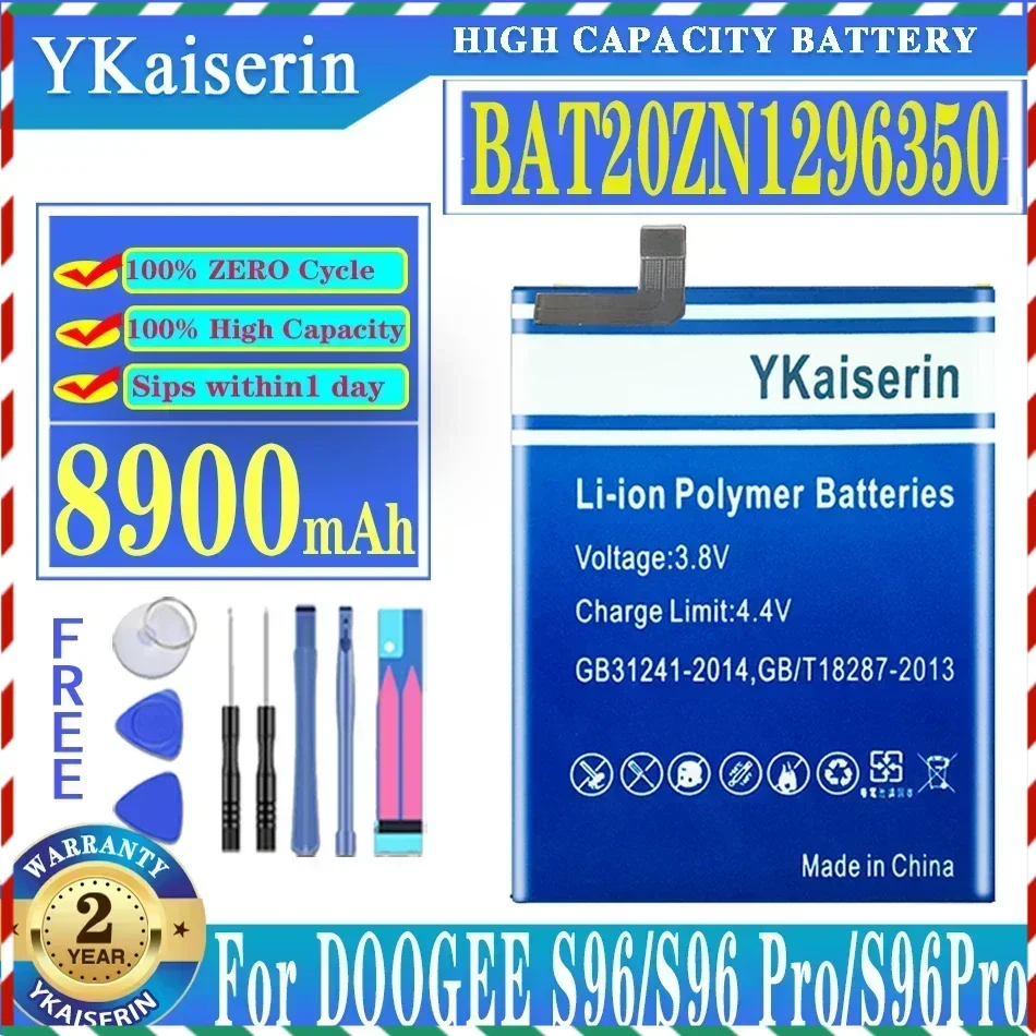 

YKaiserin BAT20ZN 1296350 Сменный аккумулятор емкостью 8900 мАч для DOOGEE S96/S96 Pro/S96Pro, аккумулятор большой емкости + номер трека