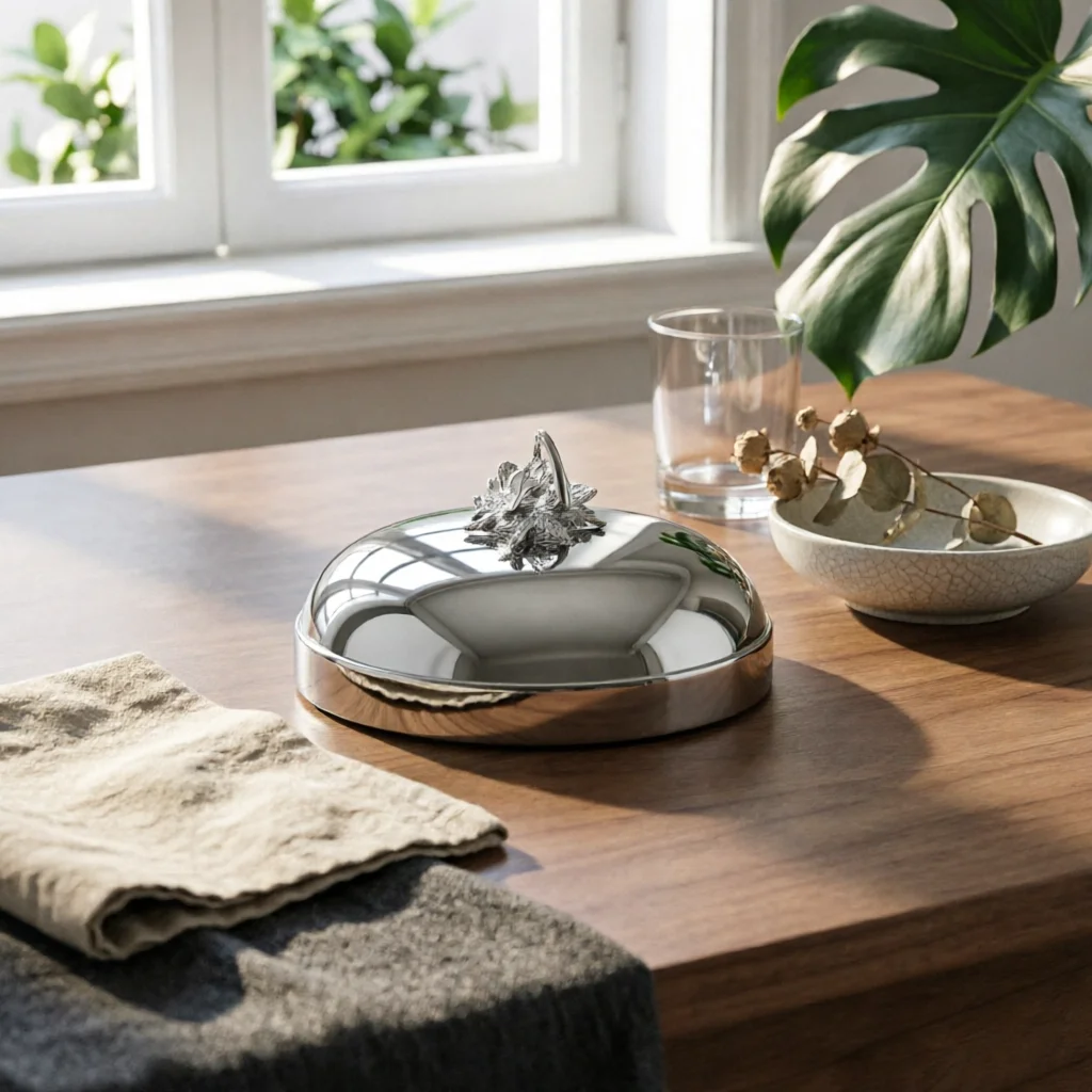 Domed Lid Tray Low-Profile Stainless Steel Serving Tray Dining Accessory Easy to Clean Tableware Reusable