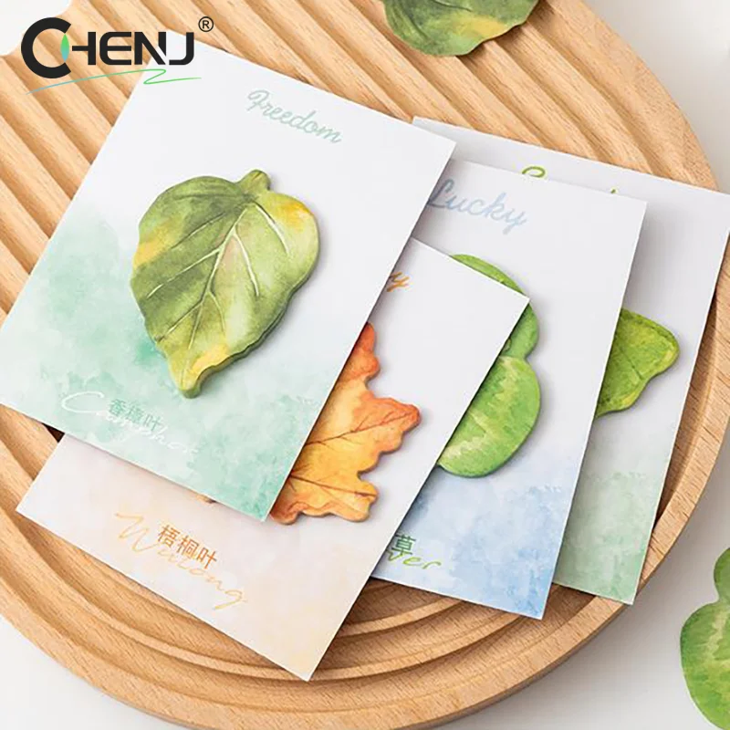 30Sheets Leaf Sticky Notes Ginkgo Lndus Leaf Self-Adhesive Tearable Note Pad Memoranda Stationery Office School Supplies