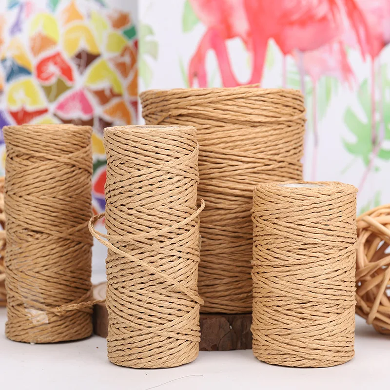 100m Natural Raffia Ribbon Paper Rope Cord String 1.5mm Twisted Craft Raffia Paper Ribbon for Gift Wrapping, Crafting, Packing