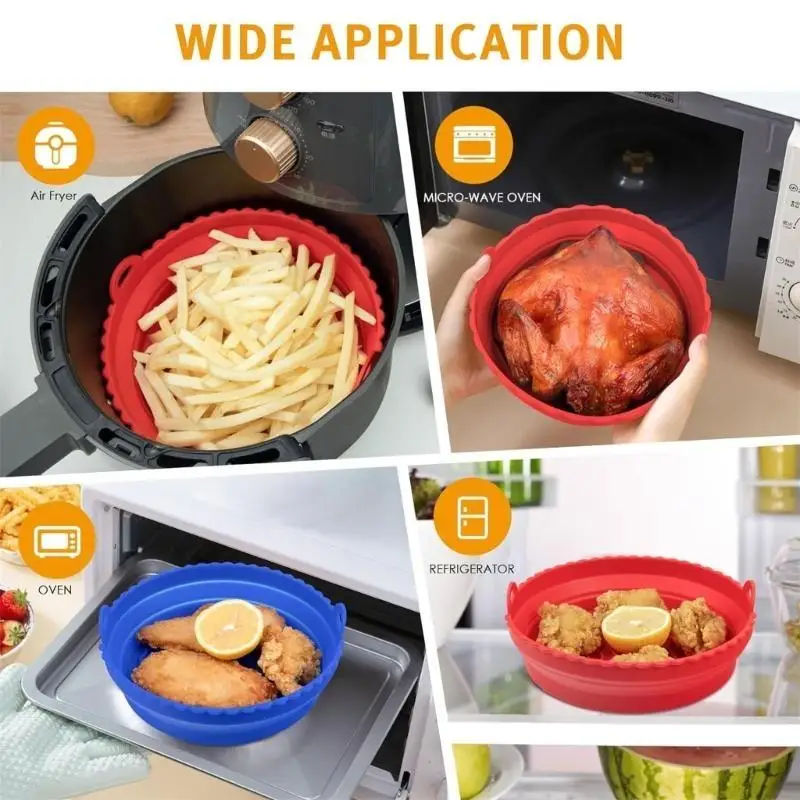

D0AB 2-Pack Air Fryer Silicone Liners Pots Basket for Air Fryer Oven Accessories