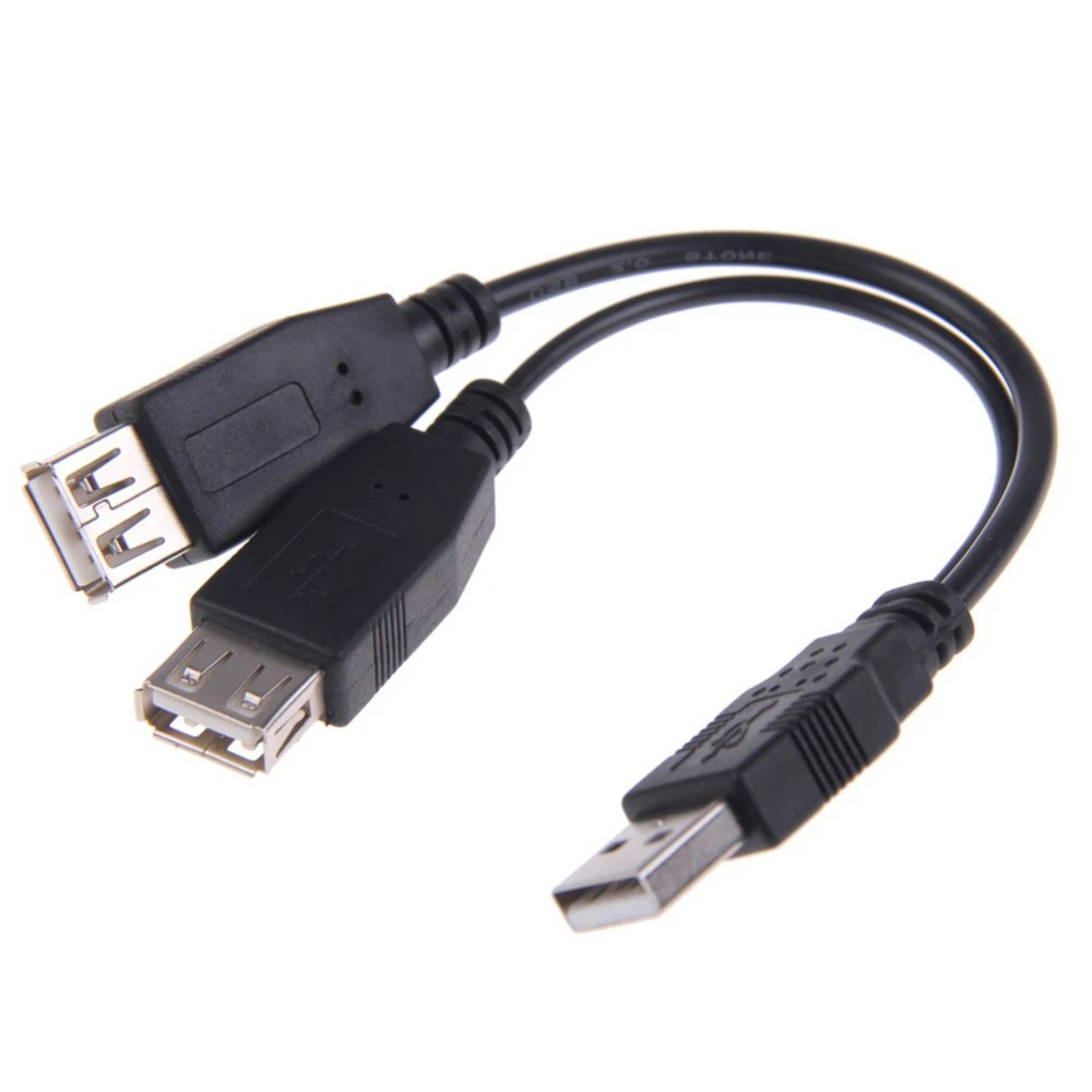 Cablecc CYSM USB 2.0 A Male to Dual Data USB 2.0 A Female + Power Cable USB 2.0 A Female Extension Cable 20cm